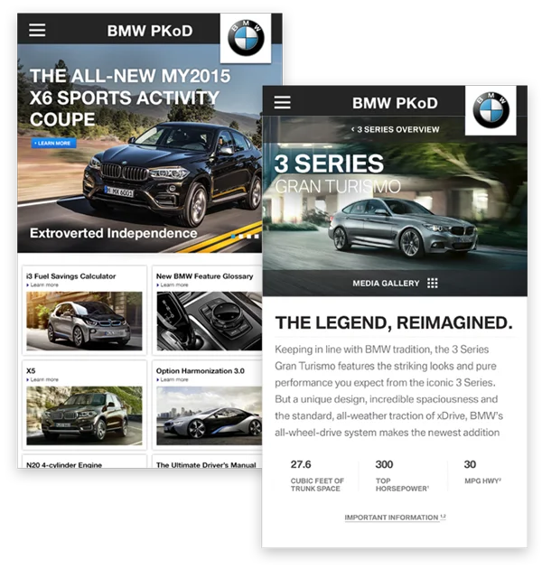 Screenshots from the Genius mobile app depicting a car manual