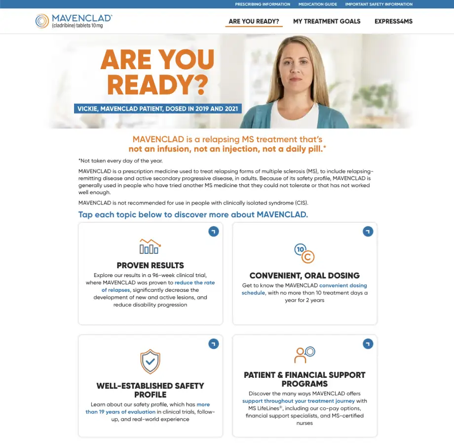 Mavenclad I'm Ready site homepage