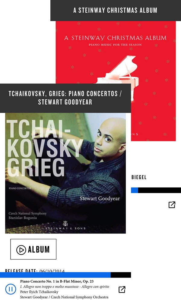 Steinway streaming app on a mobile device